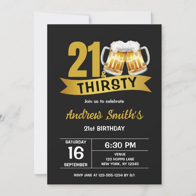 CONVITE 21 & THIRSTY-21ST BIRTHDAY INVITATION (Frente)