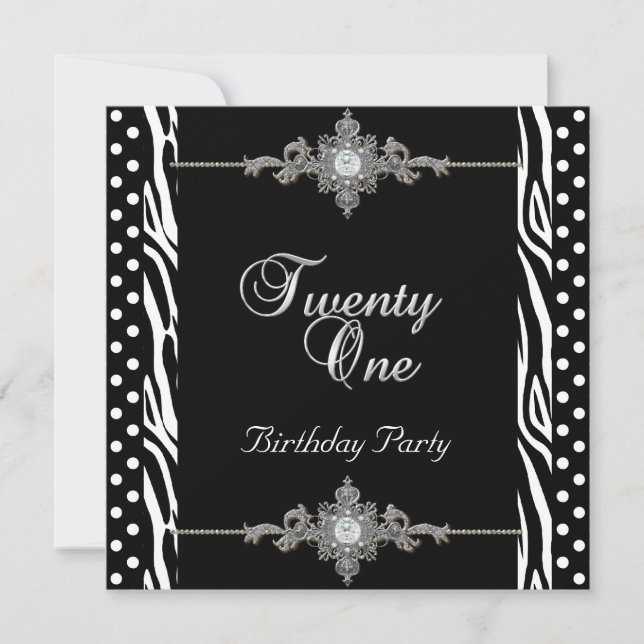 Convite 21rua Zebra Prata Branca Diamante Negro (Frente)