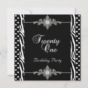 Convite 21rua Zebra Prata Branca Diamante Negro