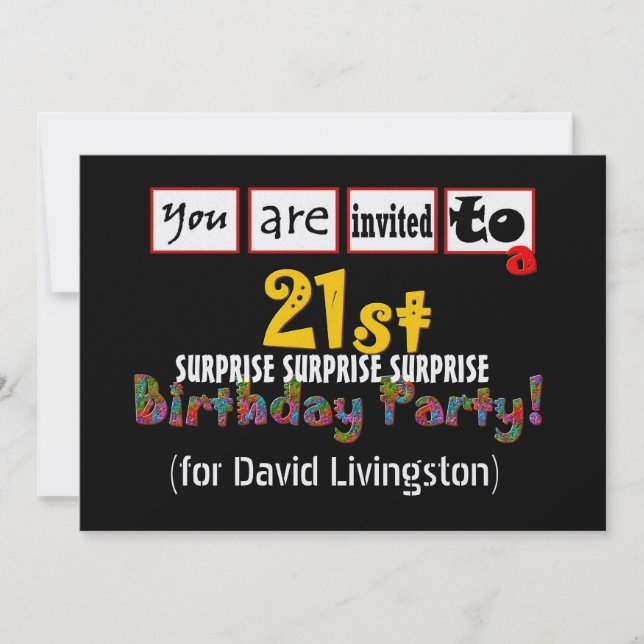 Convite 21st SURPRISE Birthday Party Invitation Template (Frente)