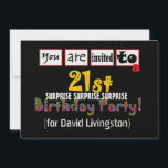 Convite 21st SURPRISE Birthday Party Invitation Template<br><div class="desc">This design with its festive squres and its bold and colorful lettering is a fun way to invite folks to a SURPRISE birthday celebration. Text on back of invitation is totally customizable - On the front you can add the birthday year and the birthday guest's name. You can experiment with...</div>