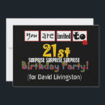 Convite 21st SURPRISE Birthday Party Invitation Template<br><div class="desc">This design with its festive squres and its bold and colorful lettering is a fun way to invite folks to a SURPRISE birthday celebration. Text on back of invitation is totally customizable - On the front you can add the birthday year and the birthday guest's name. You can experiment with...</div>