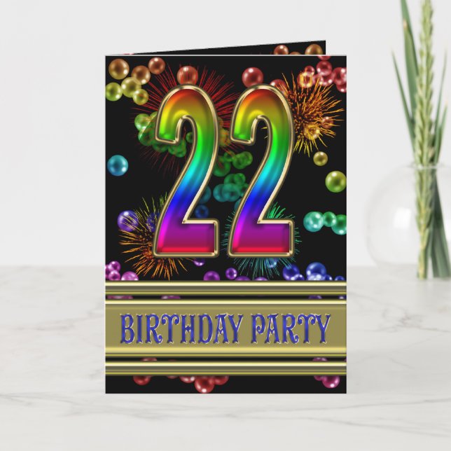 Convite 22nd Birthday party Invitation (Frente)