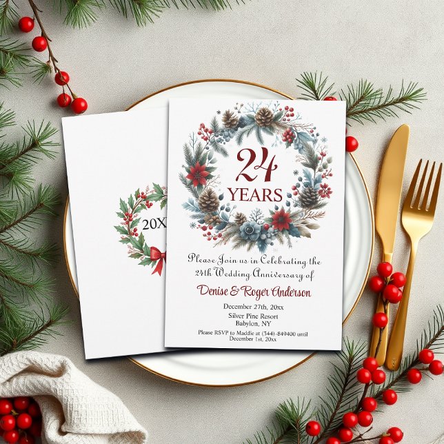 Convite 24.º aniversário de casamento Inverno (Criador carregado)