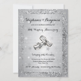 Convite 25º Aniversário de Bodas de Prata Brilho Elegante