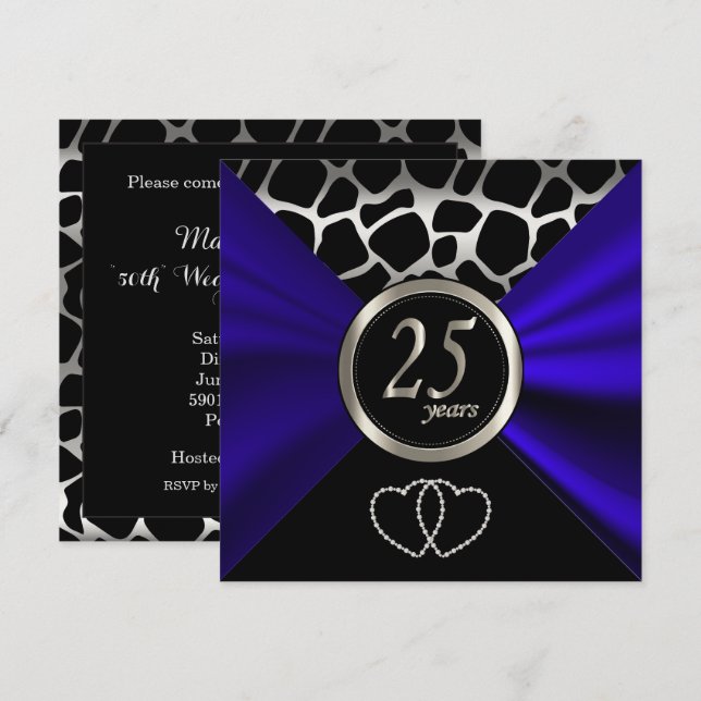 Convite 25º Aniversário de Bodas de Prata | Estampa de Gir (Frente/Verso)