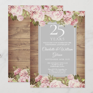 Convite 25º Aniversário de Bodas de Prata Rosas Rústicas