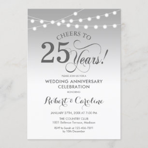 Convite 25º Aniversário de Casamento - Branco Prata