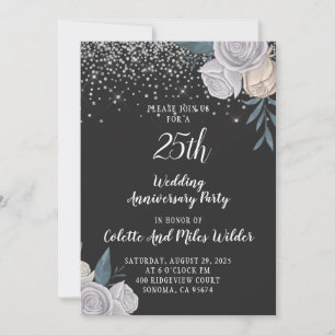 Convite 25º Aniversário de Casamento com Brilho de Prata