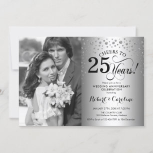 Convite 25º Aniversário de Casamento com Foto - Prata