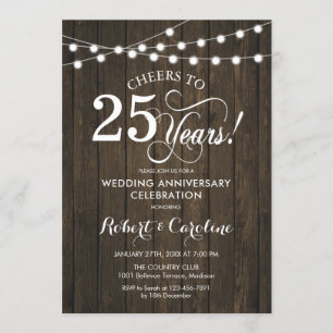 Convite 25º Aniversário de Casamento - Madeira Rústica