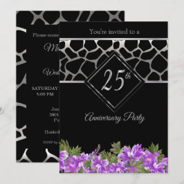 Convite 25º Aniversário de Prata com Floral Lavanda