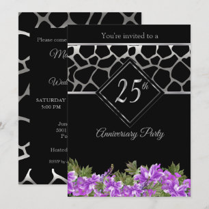 Convite 25º Aniversário de Prata com Floral Lavanda