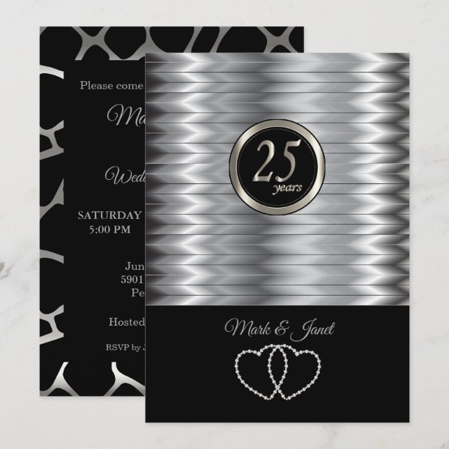 Convite 25º Aniversário de Prata - Padrão da Girafa (Frente/Verso)