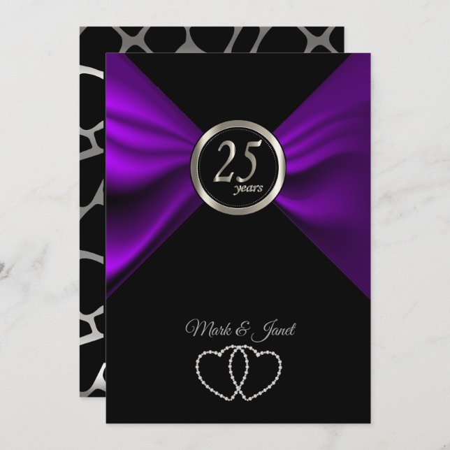 Convite 25º Aniversário de Prata - Padrão de Girafa (Frente/Verso)