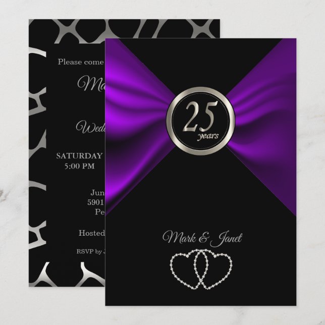 Convite 25º Aniversário de Prata - Padrão Girafa (Frente/Verso)