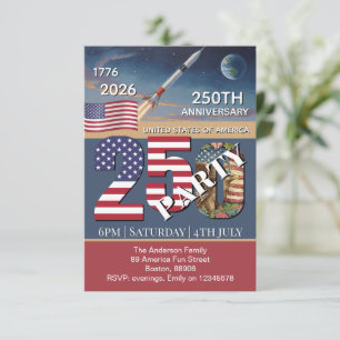 Convite 250º Aniversário EUA, Bandeira Americana / Patriót