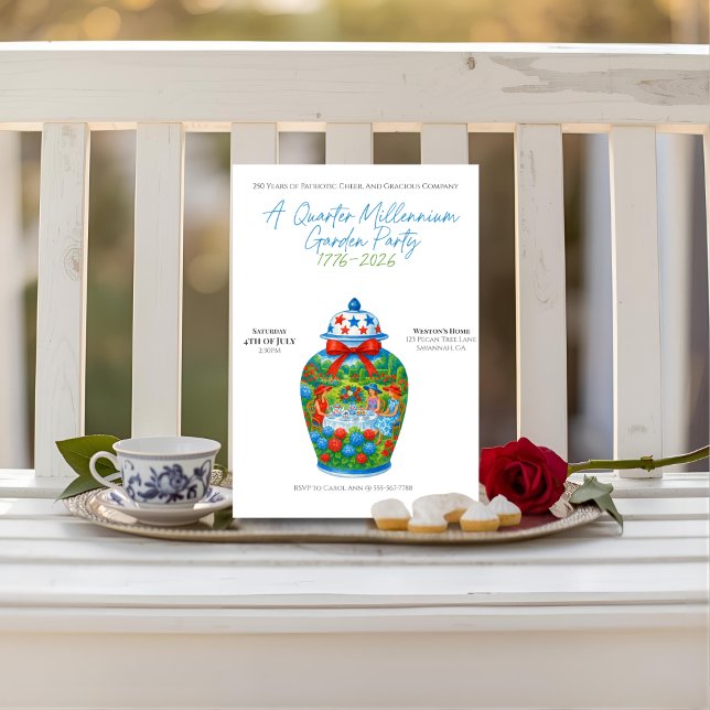 Convite 250 anos Festa de Jardim Ginger Jar (250 years Anniversary Ginger Jar garden party Invitation)