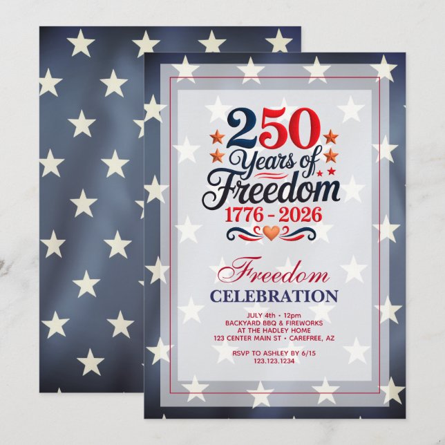 Convite 250th Anniversary Freedom Party Invitation (Frente/Verso)