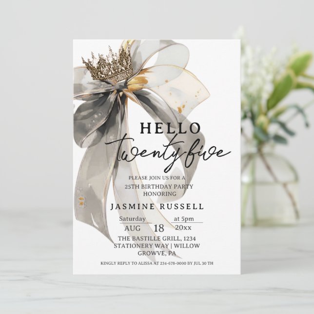 Convite 25 25 Mulheres Festas de aniversário (Em pé/Frente)