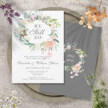 Convite 25 Aniversário Rosas de Renovação de Vow Floral<br><div class="desc">Apresentando uma delicada cor d'água verde verde-verde-verde-terra, este convite de renovação de 25 de aniversário de casamento botânico pode ser personalizado com sua informação especial de aniversário. O reverso apresenta uma garland floral correspondente que enquadra suas datas de aniversário em um texto elegante em um fundo prateado. Projetado por Thisnotme©...</div>