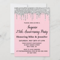 25 Blush Pink Silver Surprise Anunciory Party