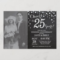 25 Casamento Aniversário Chalkboard Black Silver