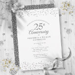 Convite 25 Casamento Aniversário Silver Hearts Confetti<br><div class="desc">Com delicados corações de amor prateado confetti. Personalize com sua informação especial de vinte e cinco anos de aniversário de prata em letra chic prata. Projetado por Thisnotme©</div>