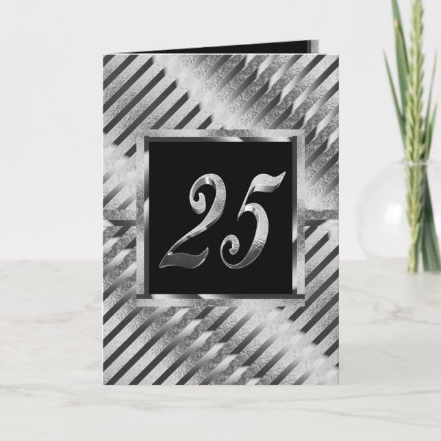 Convite 25 Convocação de Aniversário Casamento Silver (Frente)