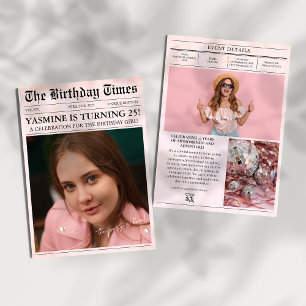 Convite 25 cor-de-rosa Foto do Cobrir de jornal