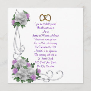 Convite 25 de aniversário de casamento Renovação de votos 