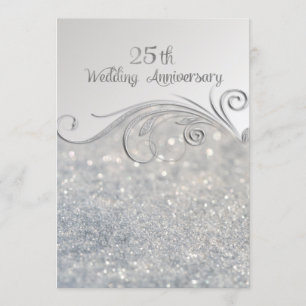 Convite 25 de Casamento de Sparkle Silver - ver2
