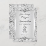 Convite 25 do partido Damask Silver White Small<br><div class="desc">PEQUENO TAMANHO,  25 do Partido Aniversário,  Cinza Branca Prateado,  Damasco Jewel Floral Elegante 25,  Aniversário do Silver White Diamond Jewel Imagem. Convite para todas as ocasiões da classe elegante Uso formal para qualquer convite de evento Personalizar para alterar ou adicionar detalhes.</div>