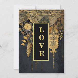 Convite *~ 25 QR RSVP AR26 Dourado LOVE Lace LOVE Casament