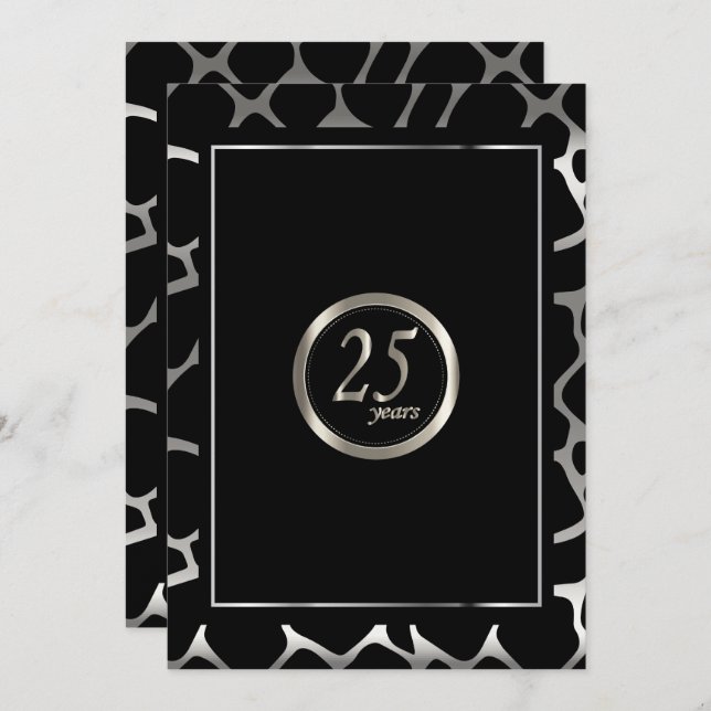 Convite 25 Silver Anniversário Design - Girafa Design (Frente/Verso)