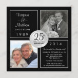 Convite 25 Silver Weding Anniversário Surprise Party<br><div class="desc">Crie a sua diversão e rico personalizados 25 Silver Wedding Anniversário Surpresa — dois (2) modelos de fotos enquadradas "então e agora" — com um belo emblema de shimmer prateado. Personalize o nome, a data e os detalhes da sua comemoração especial do Aniversário de Casamento Prateado. **NOTA: Dimensionado para cartões...</div>