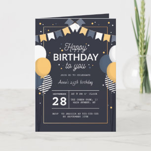 Convite 25th birthday party invitation with lettering Card