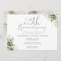 25th Wedding Anniversary Greenery Floral Photo