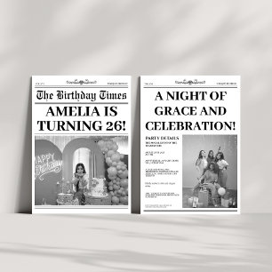 Convite 26º aniversário - Foto do jornal preto e branco