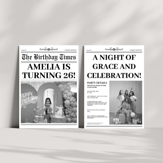Convite 26º aniversário - Foto do jornal preto e branco (Criador carregado)