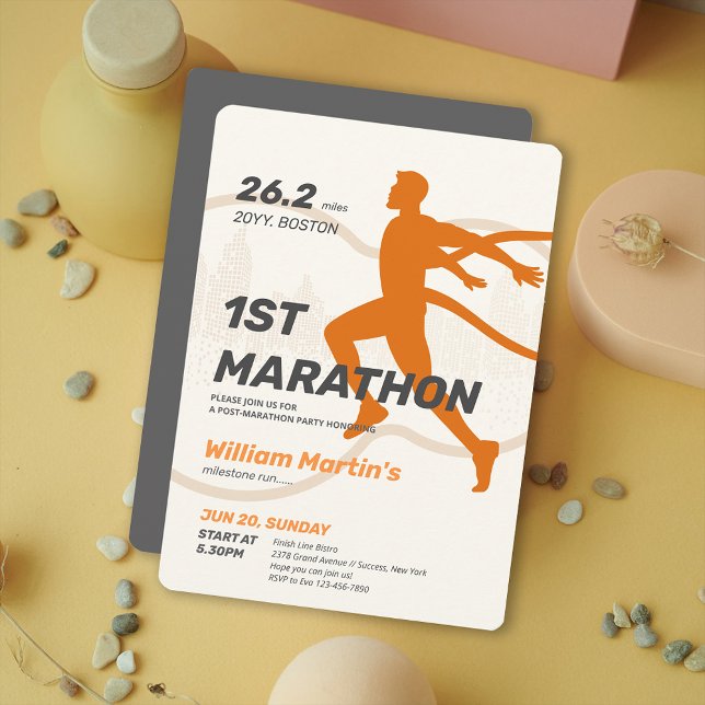 Convite 26,2 milhas 1RUA do Partido da Maratona Poste de M (26.2miles 1ST Marathon-Post Marathon Party Invitation)