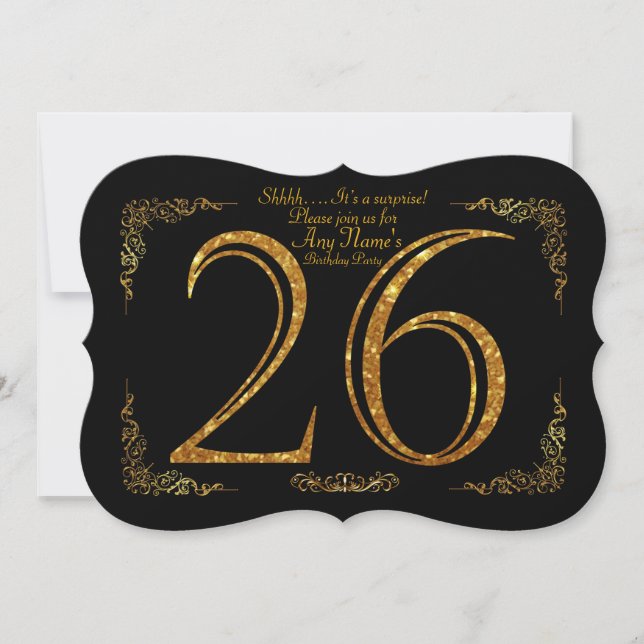 Convite 26o, Gatsby da festa de aniversário 26a, grande, (Frente)
