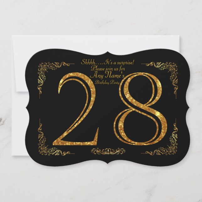 Convite 28o, Gatsby da festa de aniversário 28a, grande, (Frente)