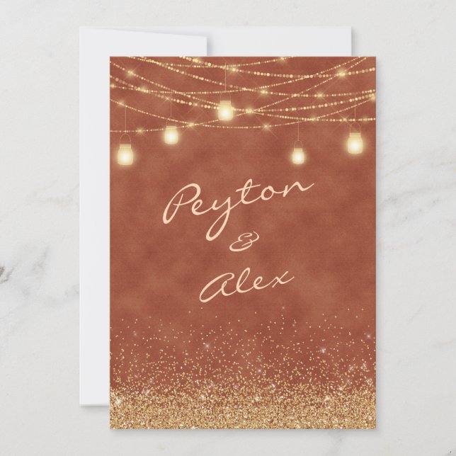 Convite 2 Casamento Dourado com Lado Terracotta (Frente)