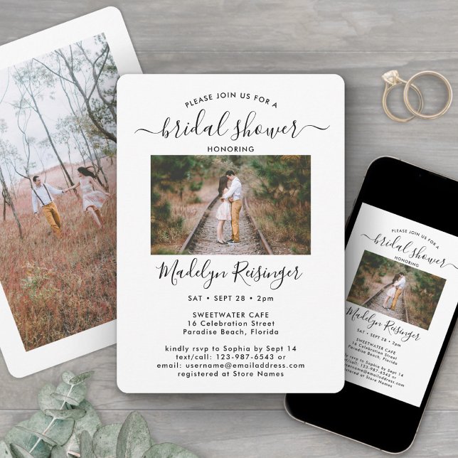 Convite 2 Chá de panela Elegante de Caligrafia Moderna (Criador carregado)