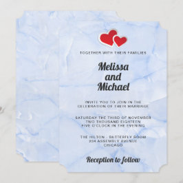 Convite 2 Corações de Papel Vermelhos em Casamento de Márm