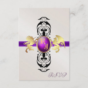 Convite 2 de resposta RSVP Roxo Príncipe e Princes