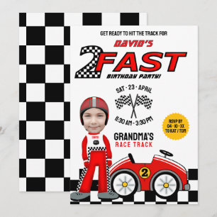 Convite 2 Festa de aniversário Rápida - Driver De Carro Ra