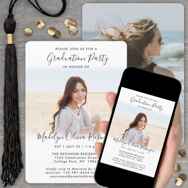 Convite 2 Festa de formatura de Fotografias Simples Script (Criador carregado)