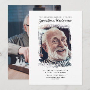 Convite 2-Foto Celebração da Vida/Funeral/Memorial